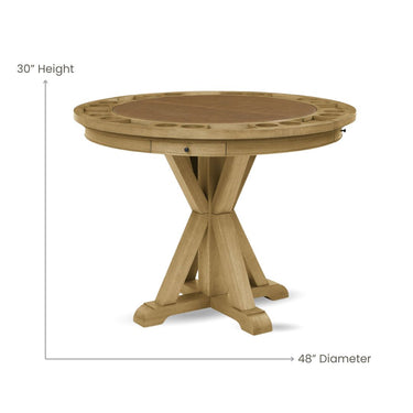 Poker Dining Table Rider, Round, 6-person, 48'', Brown